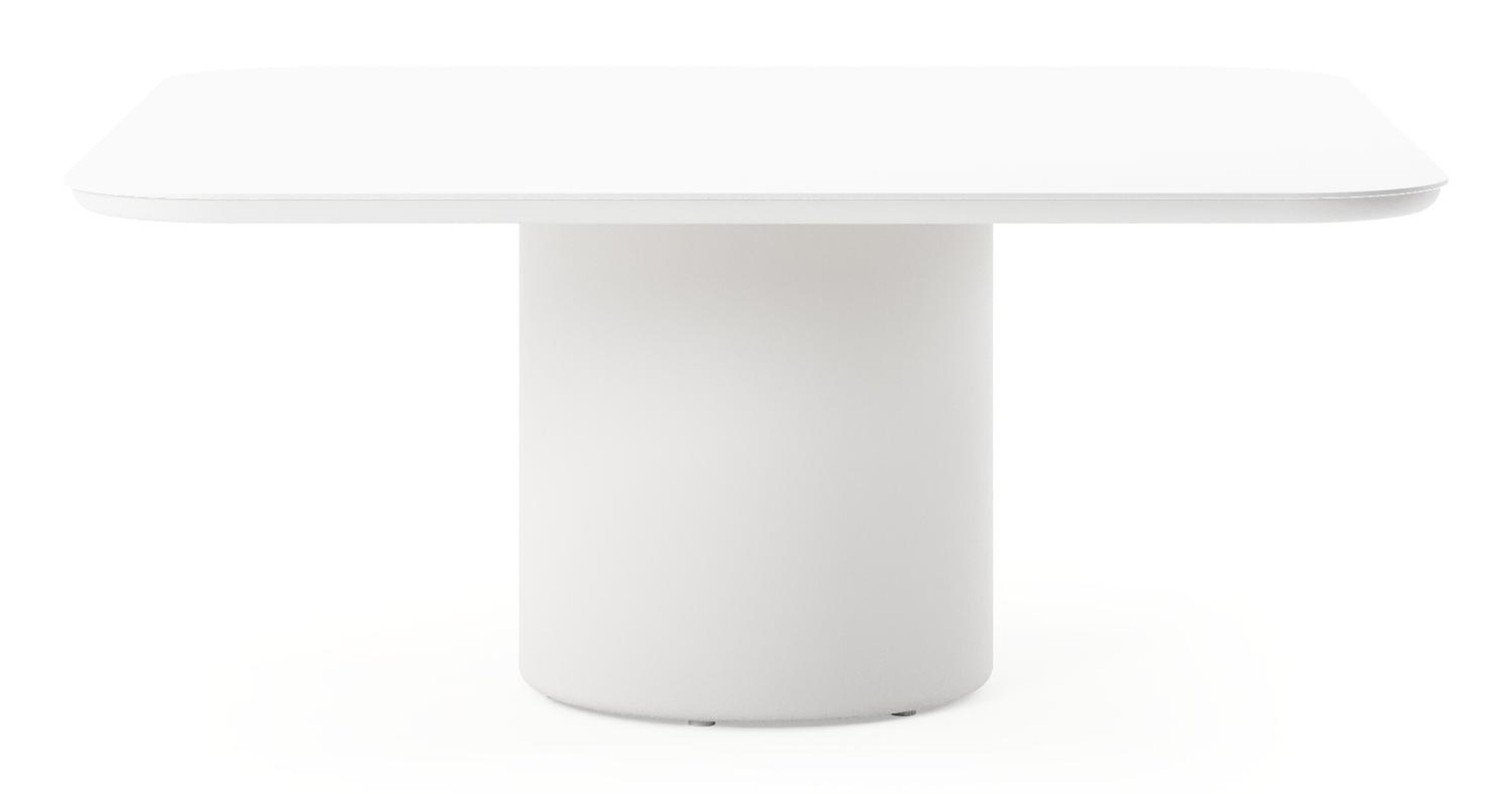 Amico low dining tuintafel afgerond vierkant in wit aluminium en volkeramiek Arctic White - L 148 x B 148 x H 61 cm
