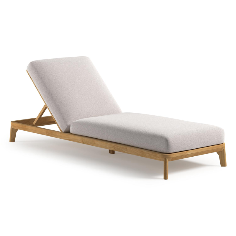 Orso verstelbaar ligbed in teak met ego eggshell all weather Solica kussen