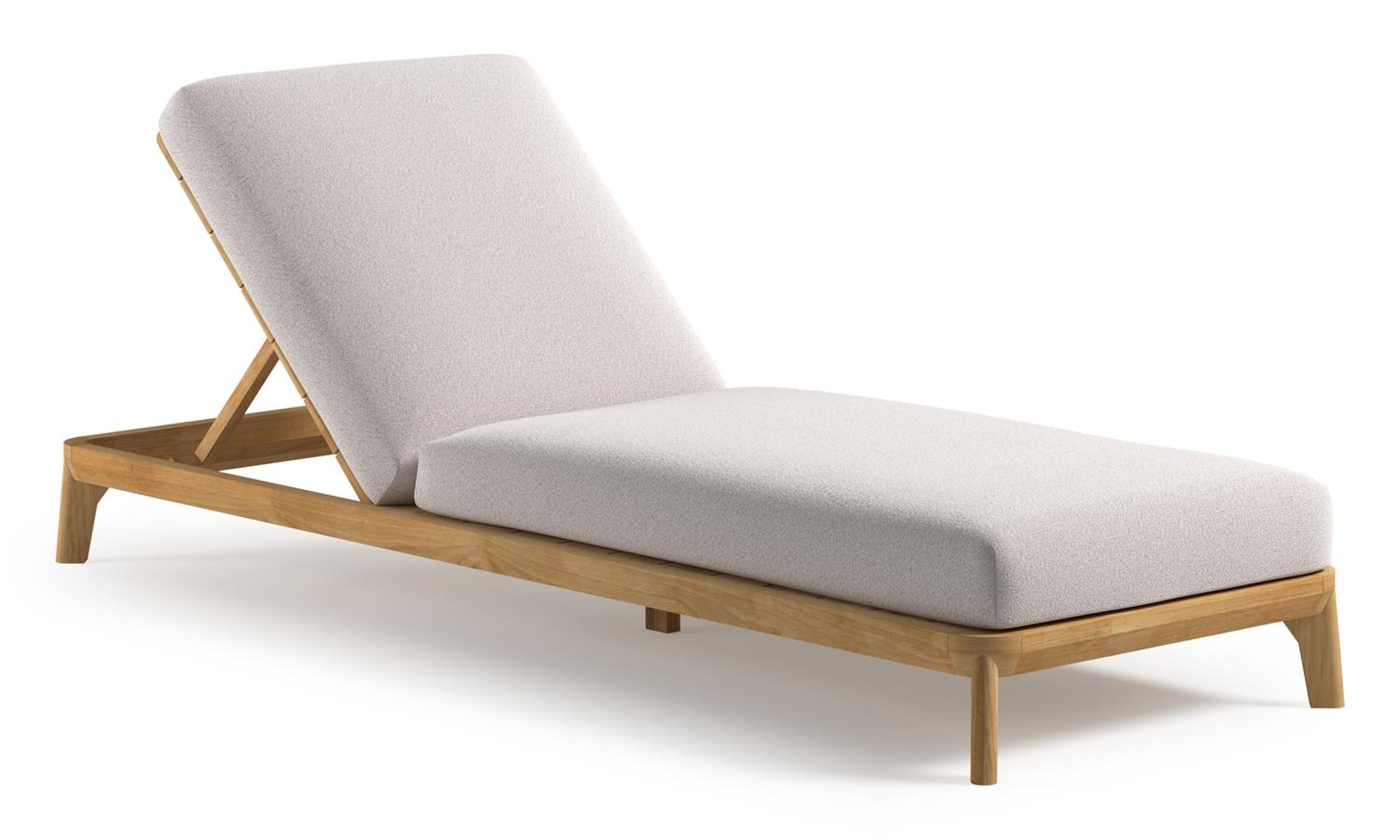Orso verstelbaar ligbed in teak met ego eggshell all weather Solica kussen
