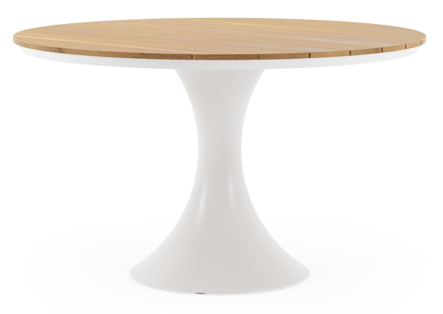 Fano tuintafel in wit aluminium en teak - Dia. 130 x H 75 cm