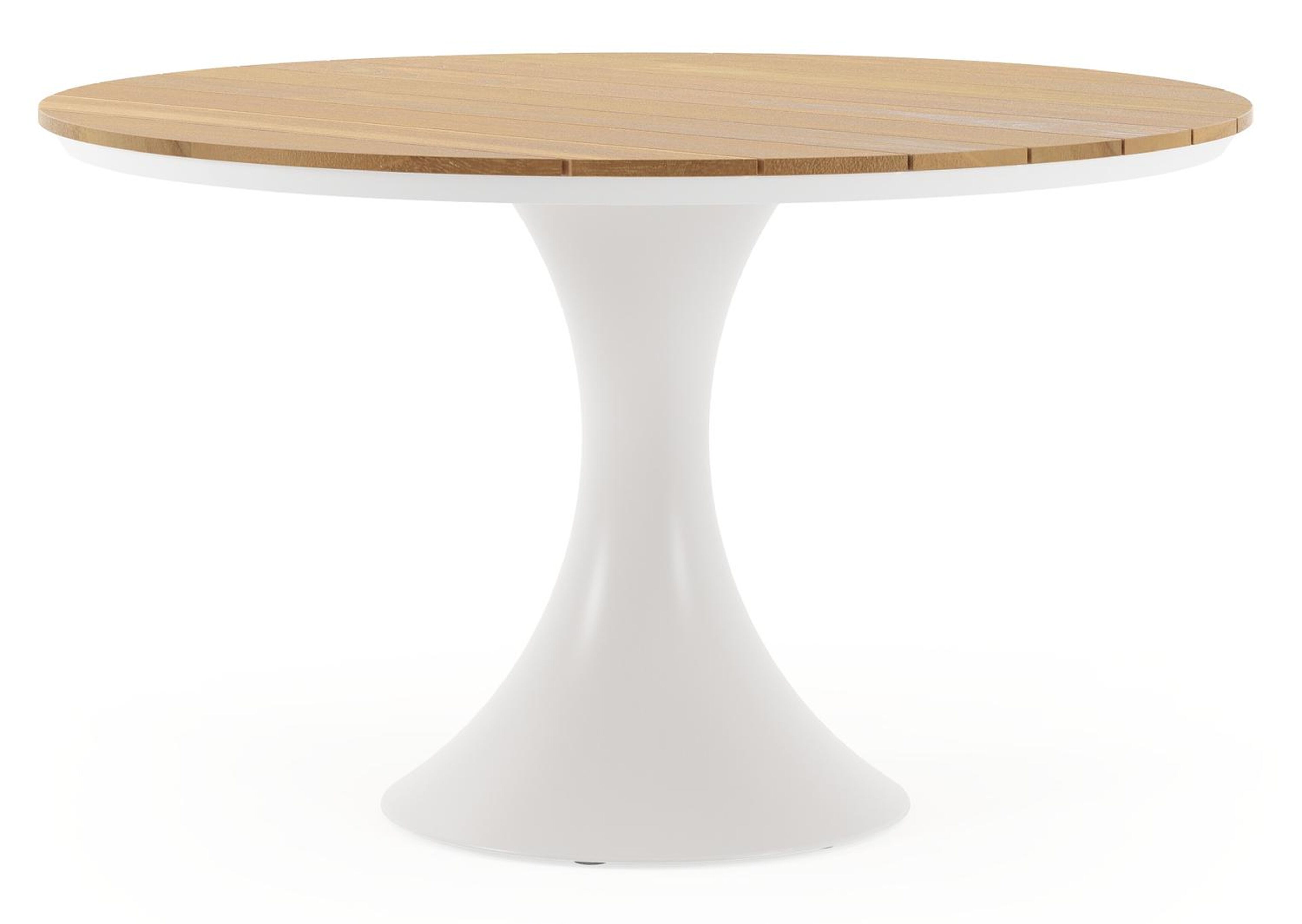 Fano tuintafel in wit aluminium en teak - Dia. 130 x H 75 cm