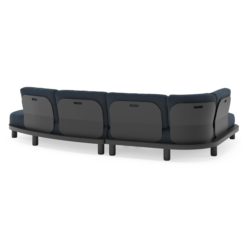 Donato loungehoek in zwart aluminium met all weather sunbrella® luxe Heritage Indigo kussen