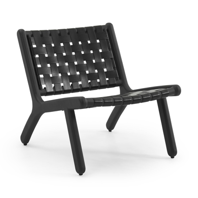 Cosito loungezetel 1-zit in zwart aluminium en zwart wicker