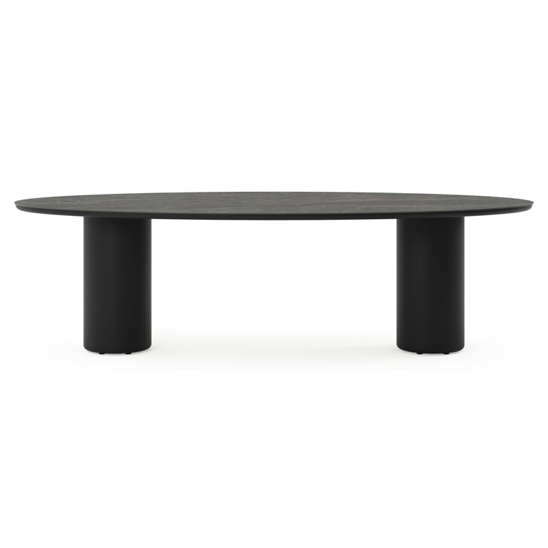 Amico tuintafel ovaal in zwart aluminium en volkeramiek Black Obsession - L 260 x B 125 x H 73.5 cm