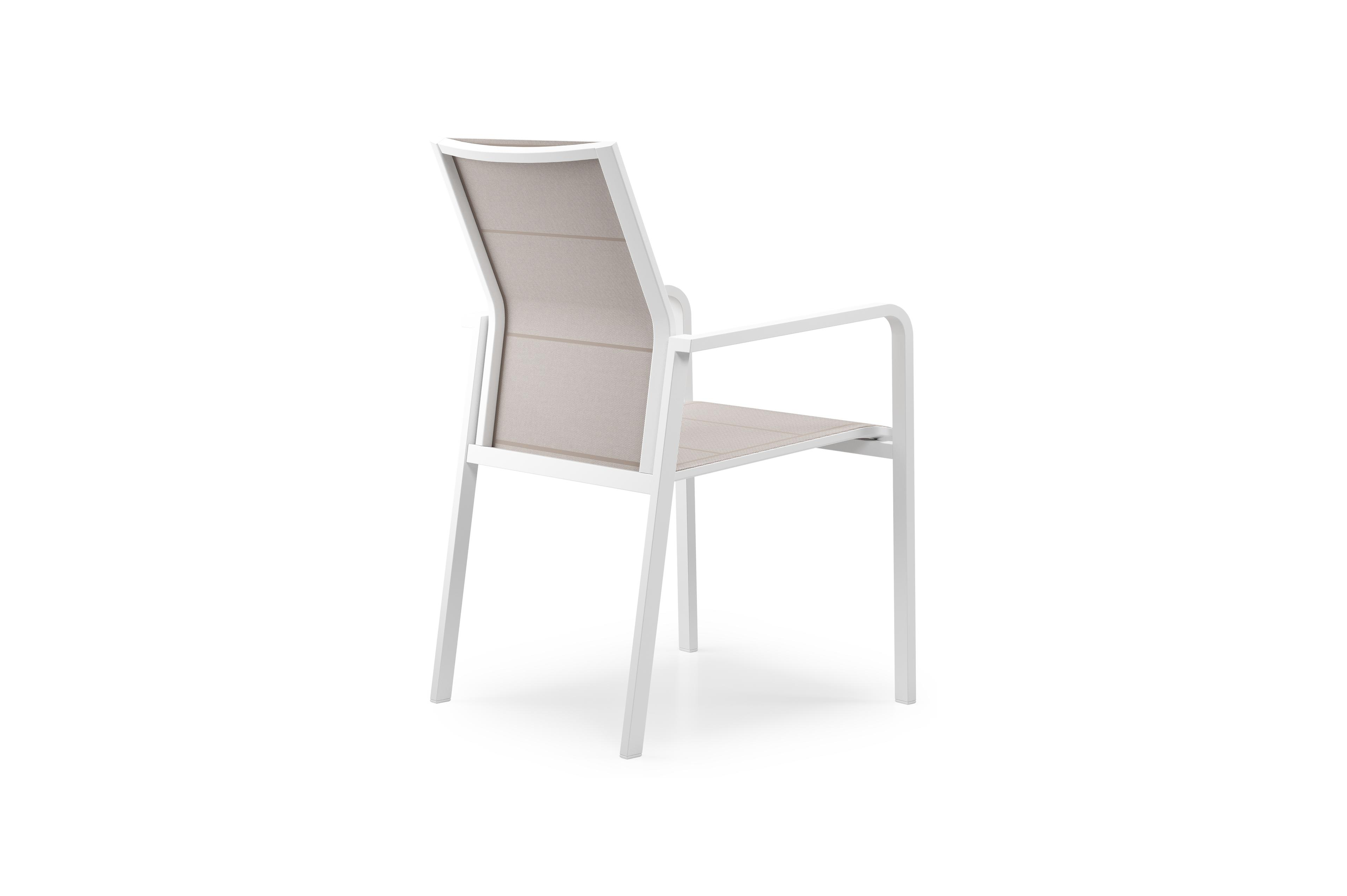 Como stapelbare tuinstoel in wit aluminium en beige textilene