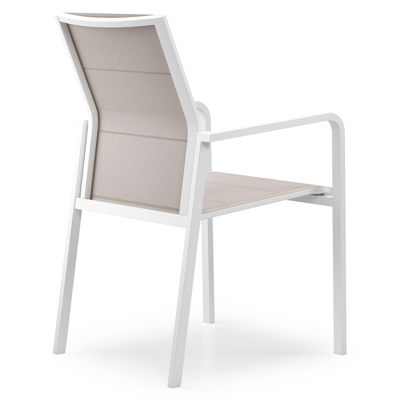 Como stapelbare tuinstoel in wit aluminium en beige textilene