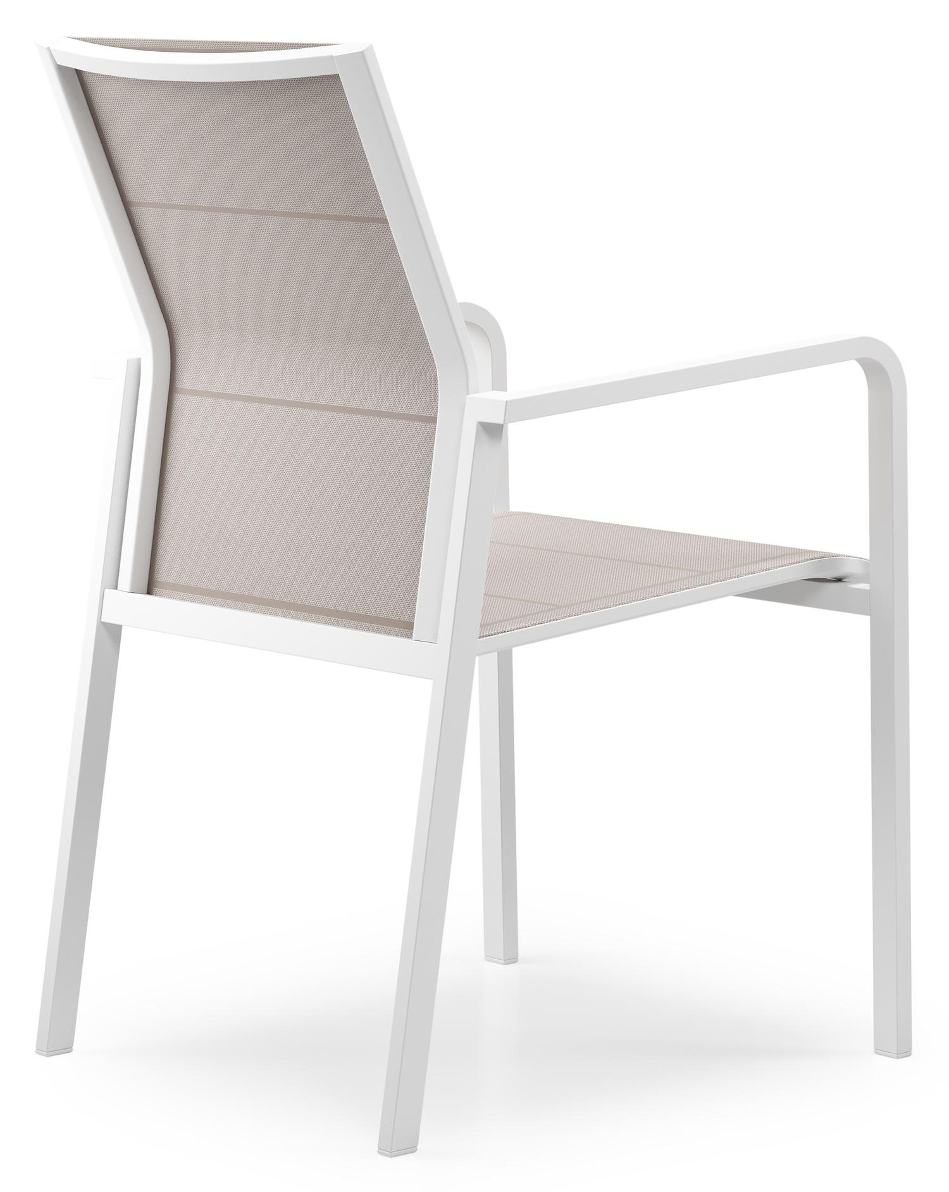 Como stapelbare tuinstoel in wit aluminium en beige textilene