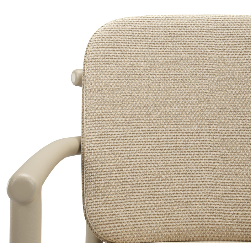 Bono stapelbare tuinstoel in beige aluminium met stoelkussen in All Weather Cosytica Althea Camel