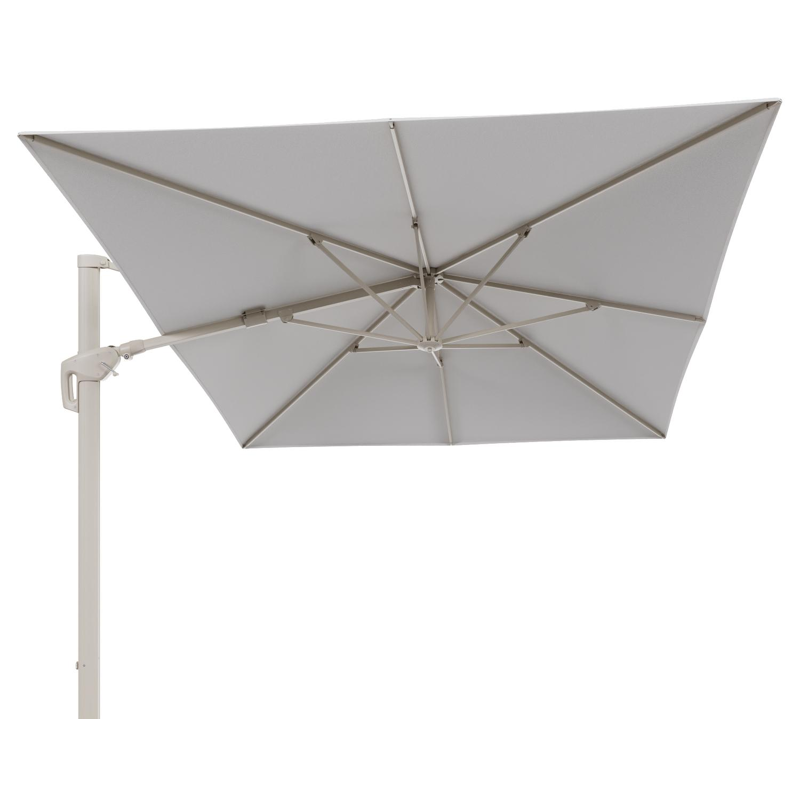 Parasol pendant Minore avec fonction tilt en aluminium beige et toile de parasol All Weather Solica Soul Optik - Lg.1 400 x Lg.2 300 cm (sans pied de parasol)
