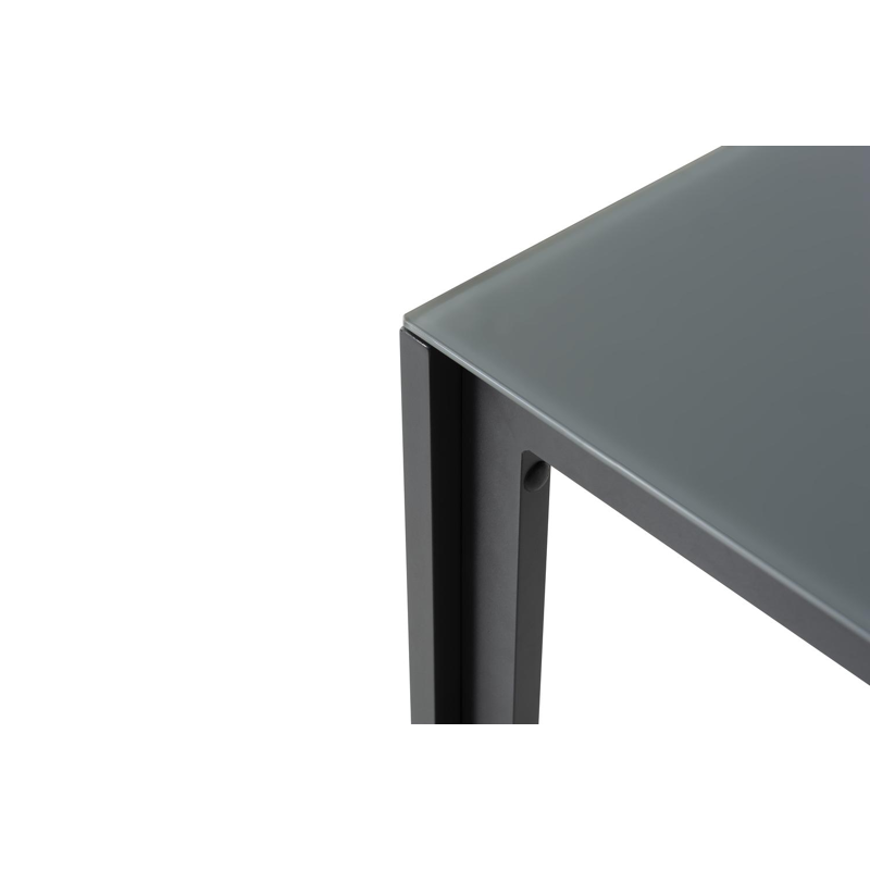 Caldela tuintafel in zwart aluminium en glas grijs - L 140 x B 80 x H 75 cm