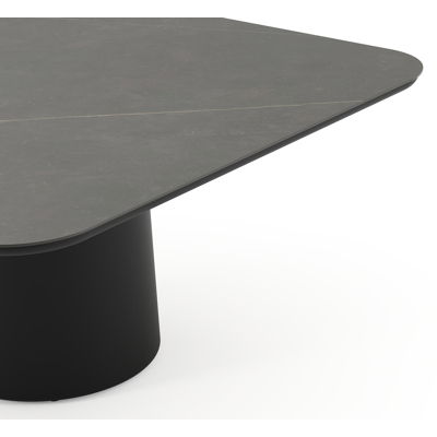 Amico tuintafel afgerond vierkant in zwart aluminium en volkeramiek Calatorao - L 148 x B 148 x H 73.5 cm