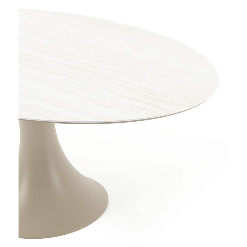 Table de jardin Fano ovale en aluminium beige et céramique pleine Calista Lg. 180 x Lrg. 110 x Haut. 75 cm