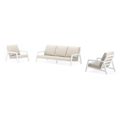 Zen'so loungeset in wit aluminium met lopi marble all weather sunbrella® luxe kussens