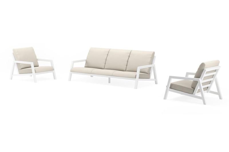 Zen'so loungeset in wit aluminium met lopi marble all weather sunbrella® luxe kussens