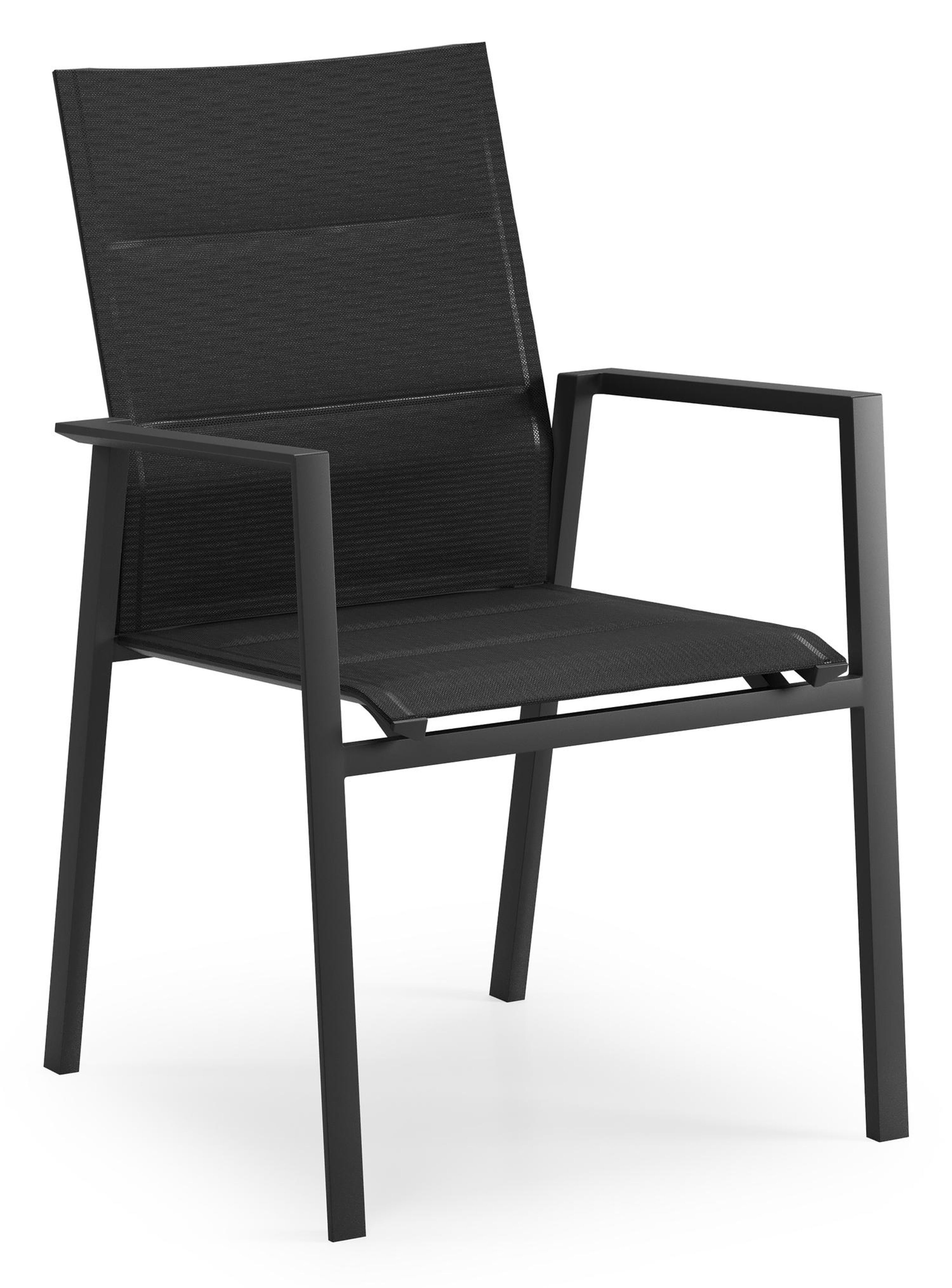 Chaise de jardin empilable Cirello in aluminium noir et textilène confort noir