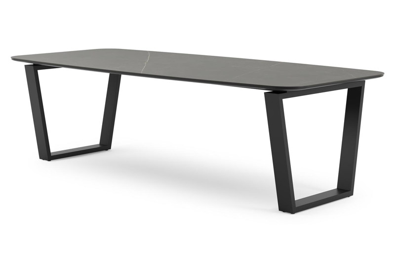 Pagino tuintafel in zwart aluminium en volkeramiek calatorao - L 255 x B 115 x H 74 cm
