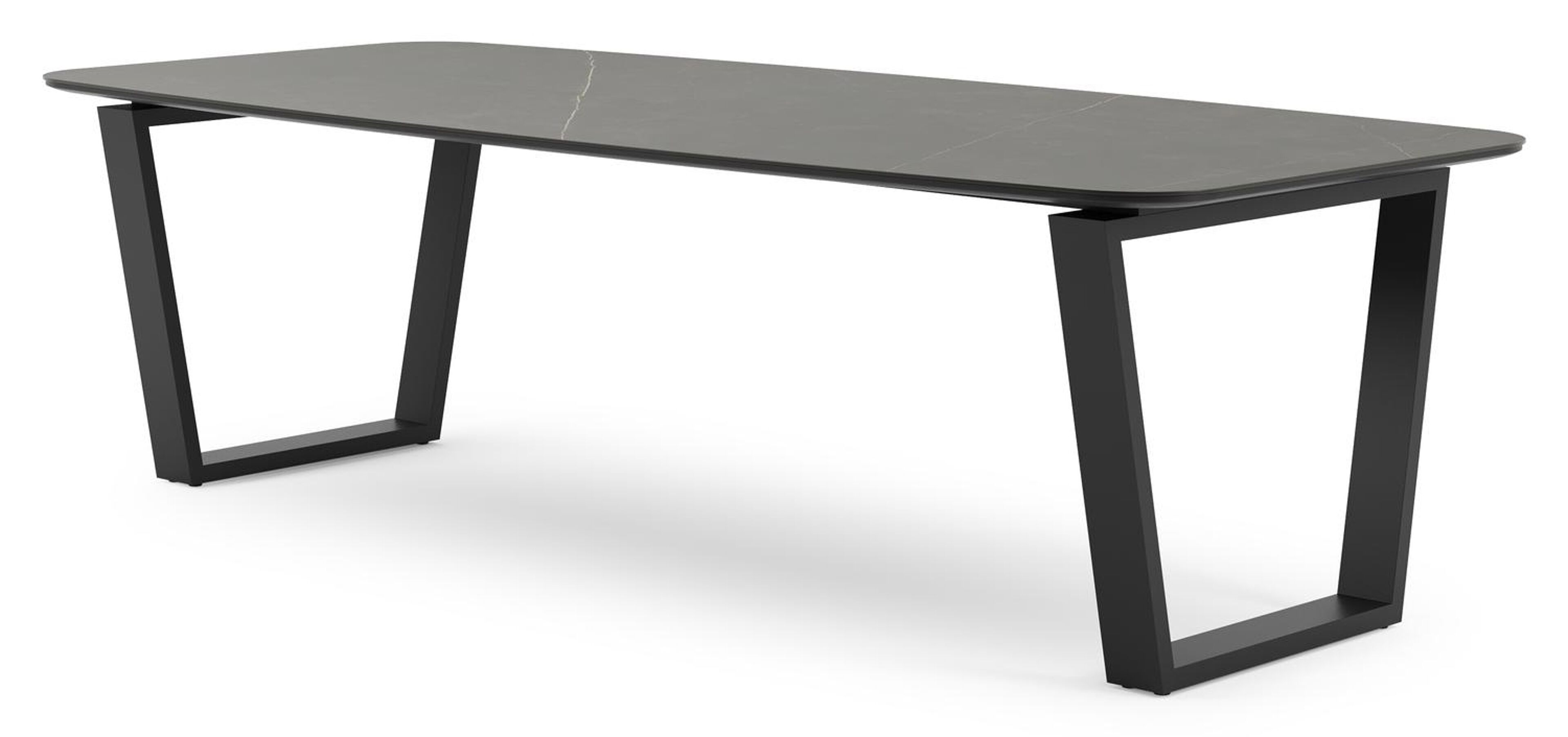 Pagino tuintafel in zwart aluminium en volkeramiek calatorao - L 255 x B 115 x H 74 cm