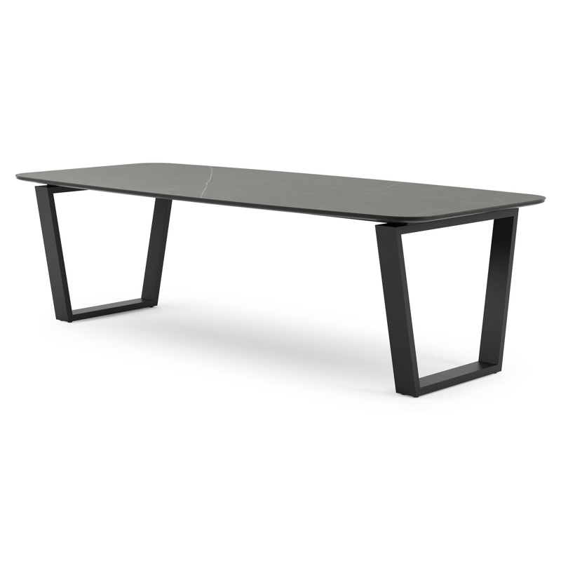 Pagino tuintafel in zwart aluminium en volkeramiek calatorao - L 255 x B 115 x H 74 cm