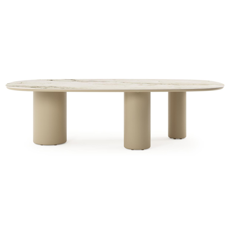 Amico tuintafel bombo xl in beige aluminium en volkeramiek Colorado Dunes - L 270 x B 148 x H 73.5 cm