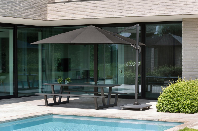 Felino picknicktafel in zwart aluminium - L 260 x B 176 x H 76 cm