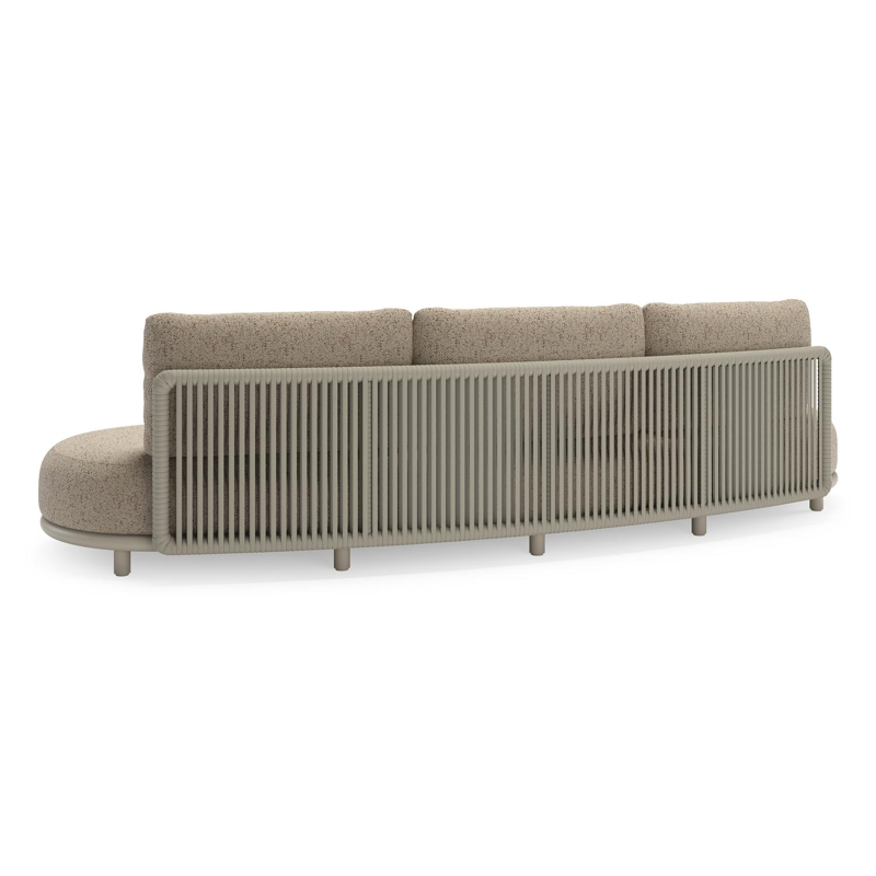 Lomano loungeset in beige aluminium en beige verticaal geweven luxe vlakke rope met Bora Jungle all weather cosytica