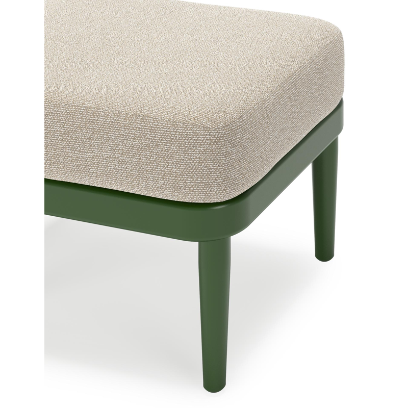 Orso poef in groen aluminium met Marbella Ecru all weather cosytica kussen