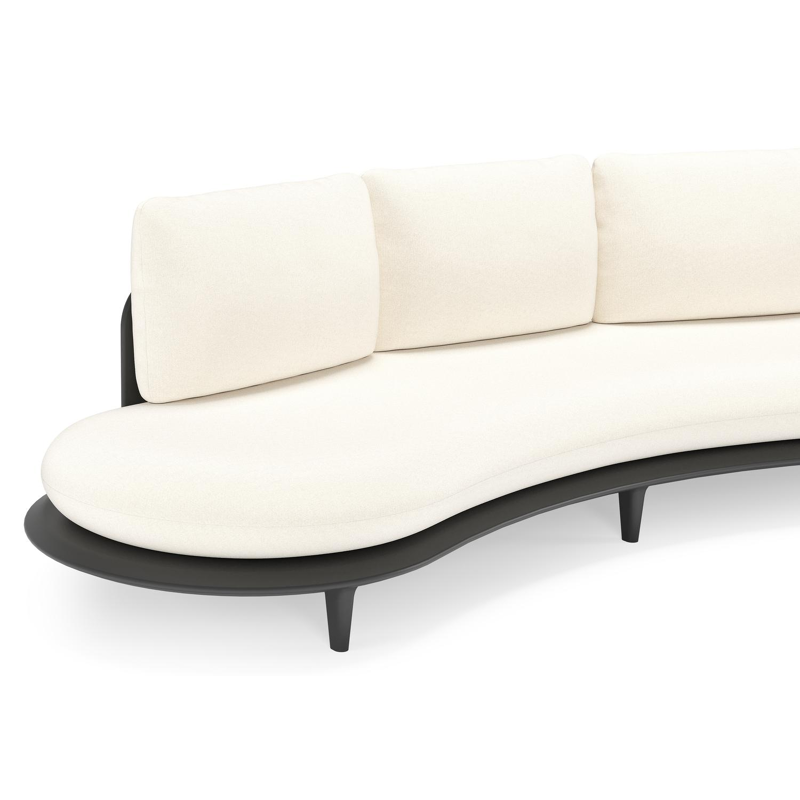 Bomero loungeset in zwart aluminium met natte white all weather sunbrella® luxe kussen