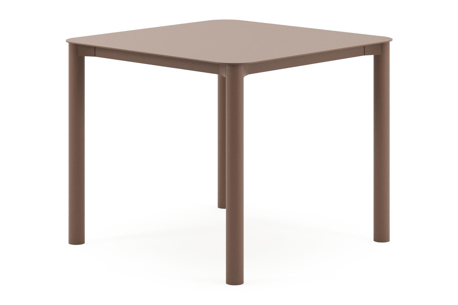 Table de jardin Orso carré arrondi en aluminium taupe - Lg. 90 x Lrg. 90 x Haut. 75 cm