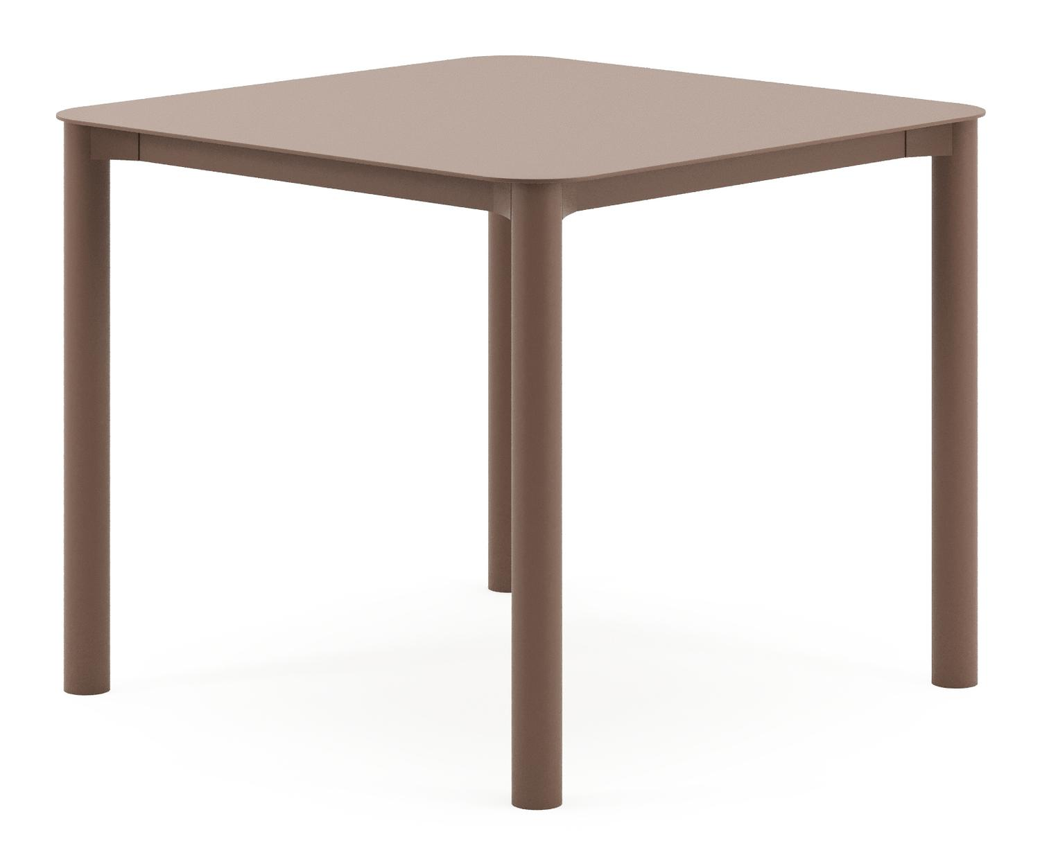 Table de jardin Orso carré arrondi en aluminium taupe - Lg. 90 x Lrg. 90 x Haut. 75 cm