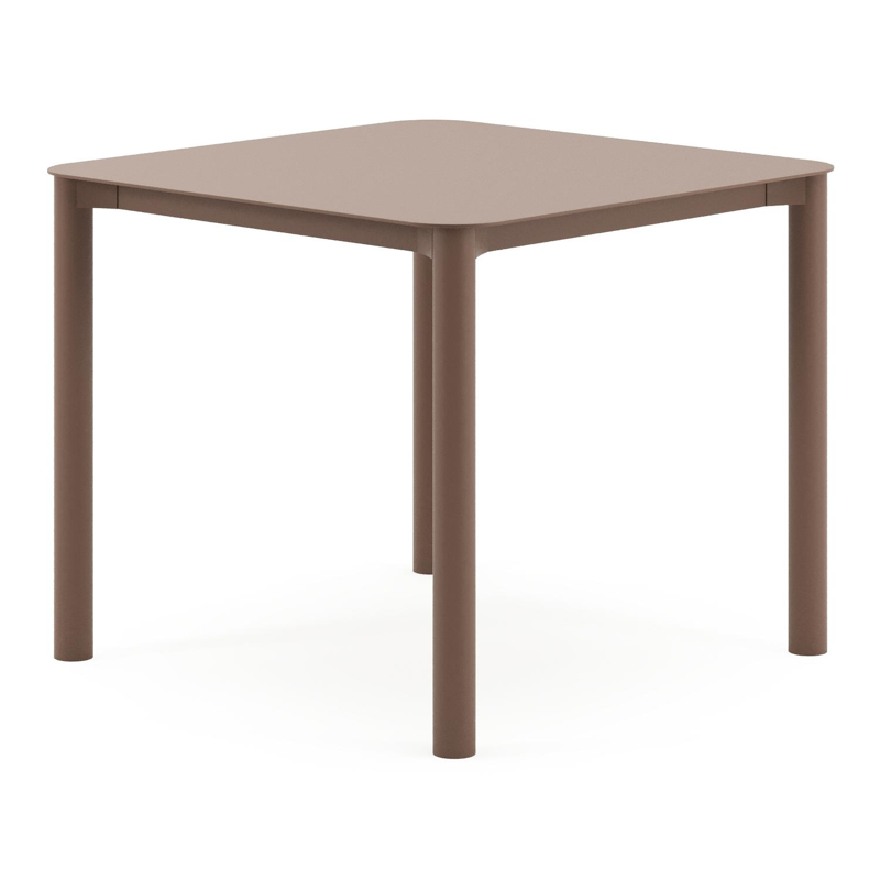 Table de jardin Orso carré arrondi en aluminium taupe - Lg. 90 x Lrg. 90 x Haut. 75 cm