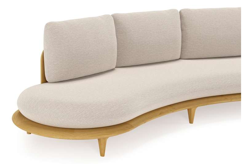 Canape de jardin Bomero en teck et coussins en all weather sunbrella® luxe slow farafra