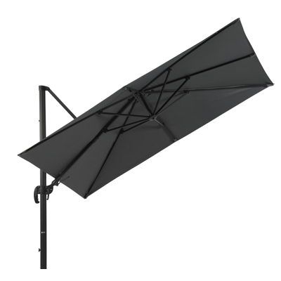 Avola zweefparasol met tiltfunctie in zwart aluminium met grijs sunbrella® premium parasoldoek - L1 200 x L2 300 cm (zonder voet)