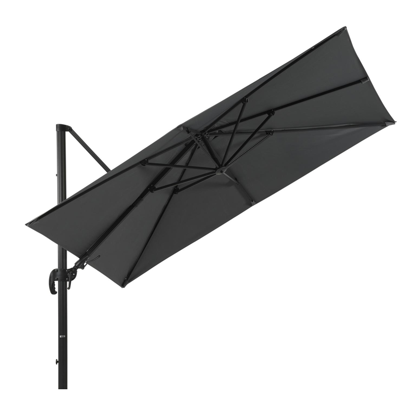 Avola zweefparasol met tiltfunctie in zwart aluminium met grijs sunbrella® premium parasoldoek - L1 200 x L2 300 cm (zonder voet)