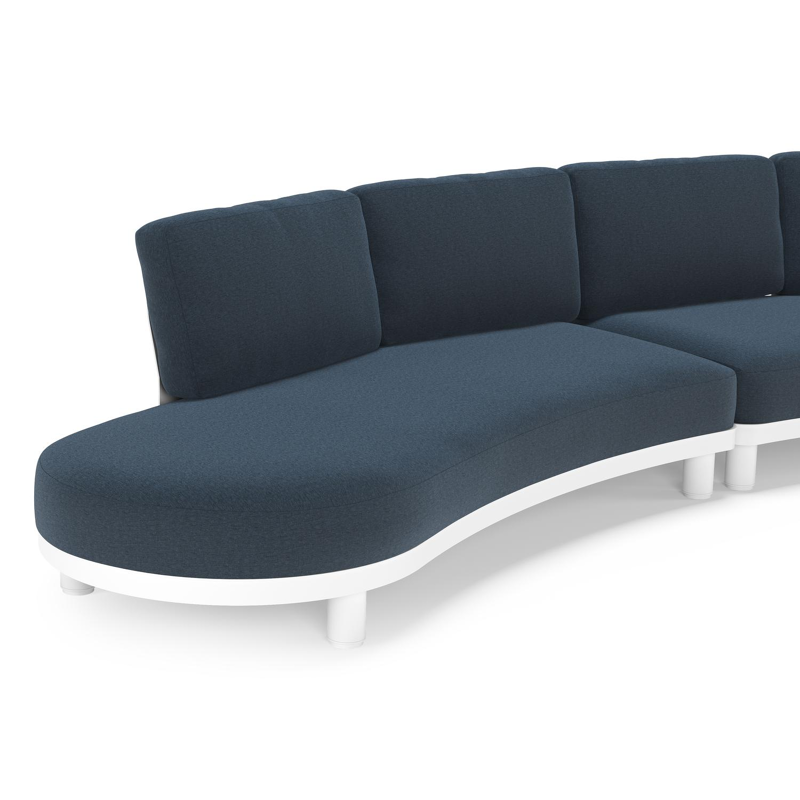 Donato loungehoek in wit aluminium met all weather sunbrella® luxe Heritage Indigo kussen