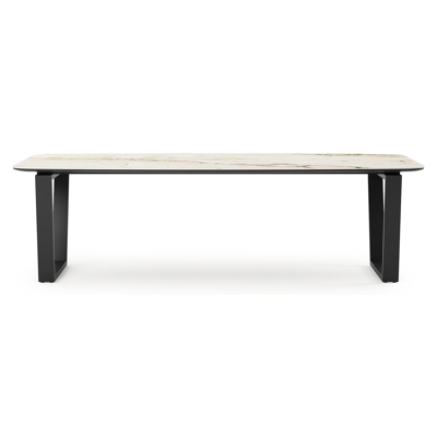 Pagino tuintafel bootvorm in zwart aluminium en volkeramiek colorado dunes - L 255 x B 115 x H 73 cm