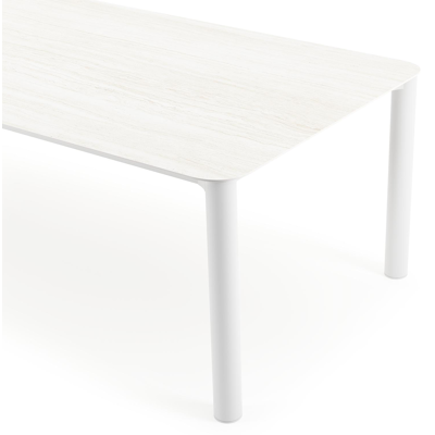 Orso tuintafel rechthoekig afgerond in wit aluminium en volkeramiek calista - L 290 x B 110 x H 73.5 cm
