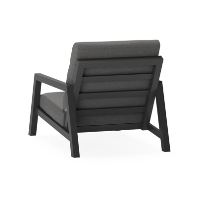 Zen'so loungestoel 1-zit in zwart aluminium met savane tornado all weather sunbrella® luxe kussen