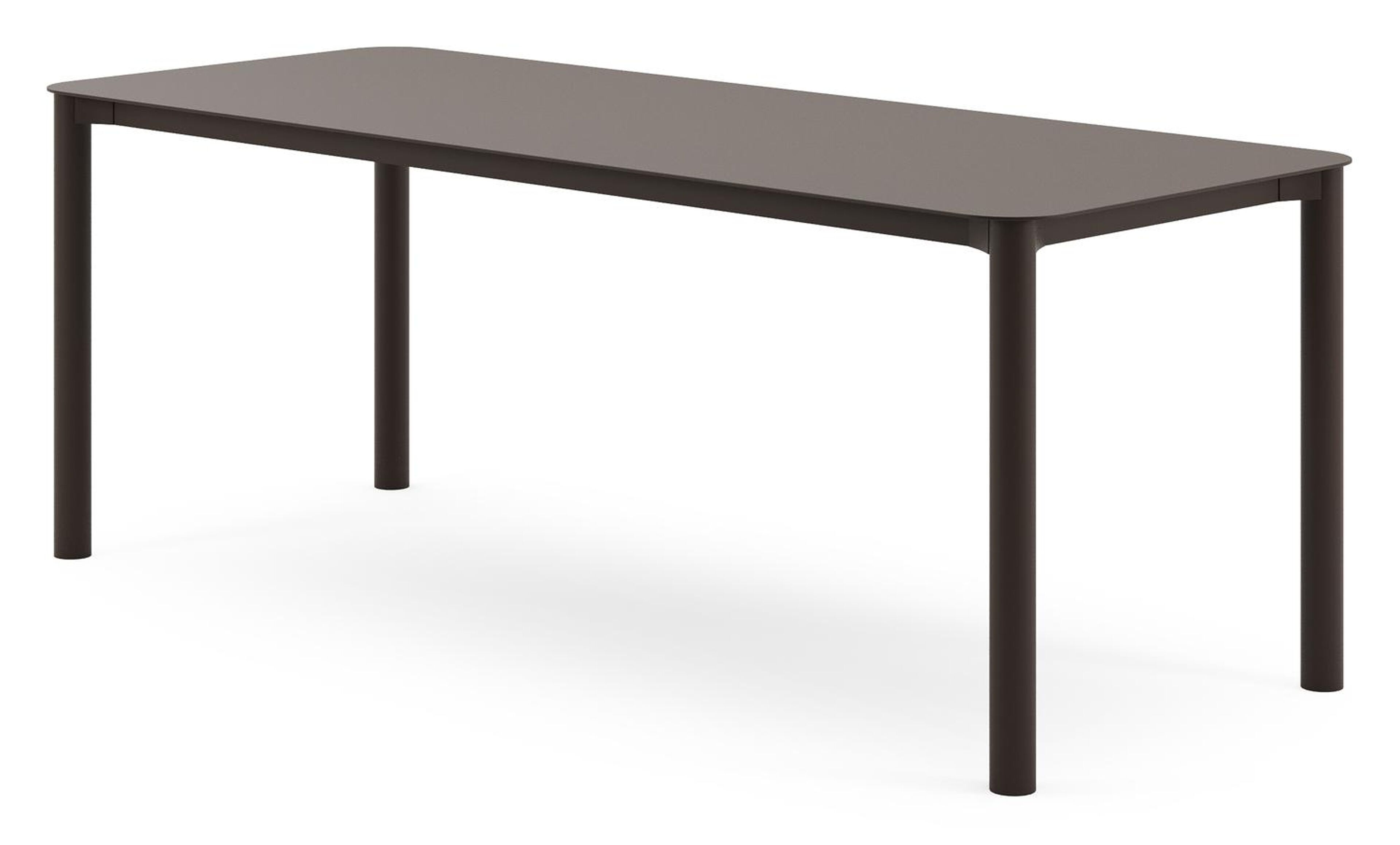 Table de jardin carrée arrondie Orso en aluminium brun foncé - Lg. 200 x Lrg. 80 x Haut. 75 cm