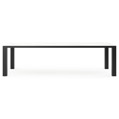 Nano tuintafel rechthoekig in zwart aluminium en volkeramiek Calacatta - L 280 x B 110 x H 75 cm