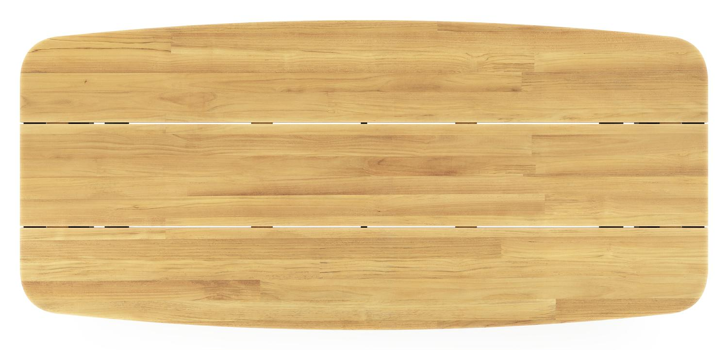 Pagino tuintafel bootvorm in zwart aluminium en teak - L 255 x B 115 x H 73 cm