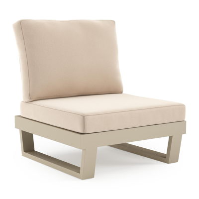 Modica loungestoel in beige aluminium met natte linen chalk all weather sunbrella premium kussen