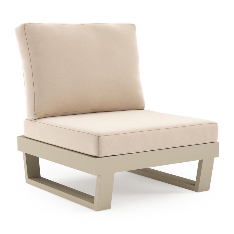Modica loungestoel in beige aluminium met natte linen chalk all weather sunbrella premium kussen