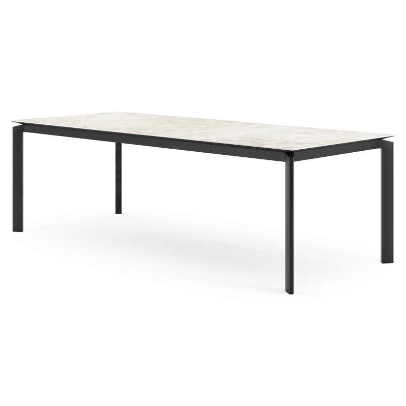 Table de jardin rectangulaire Cirello en aluminium noir et céramique pleine Rapolano Lg. 240 x Lrg. 100 cm