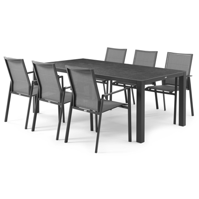 Tafelblad in volkeramiek op glas - Grijs - L 200  x B 100 cm