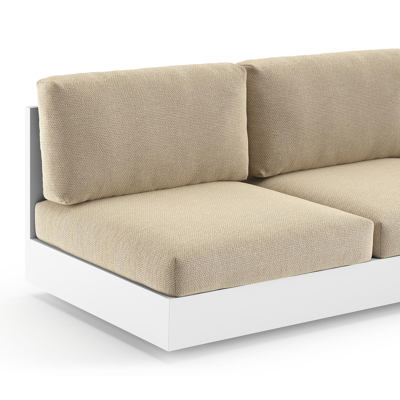 Como loungebank in wit aluminium met althea camel all weather cosytica kussen