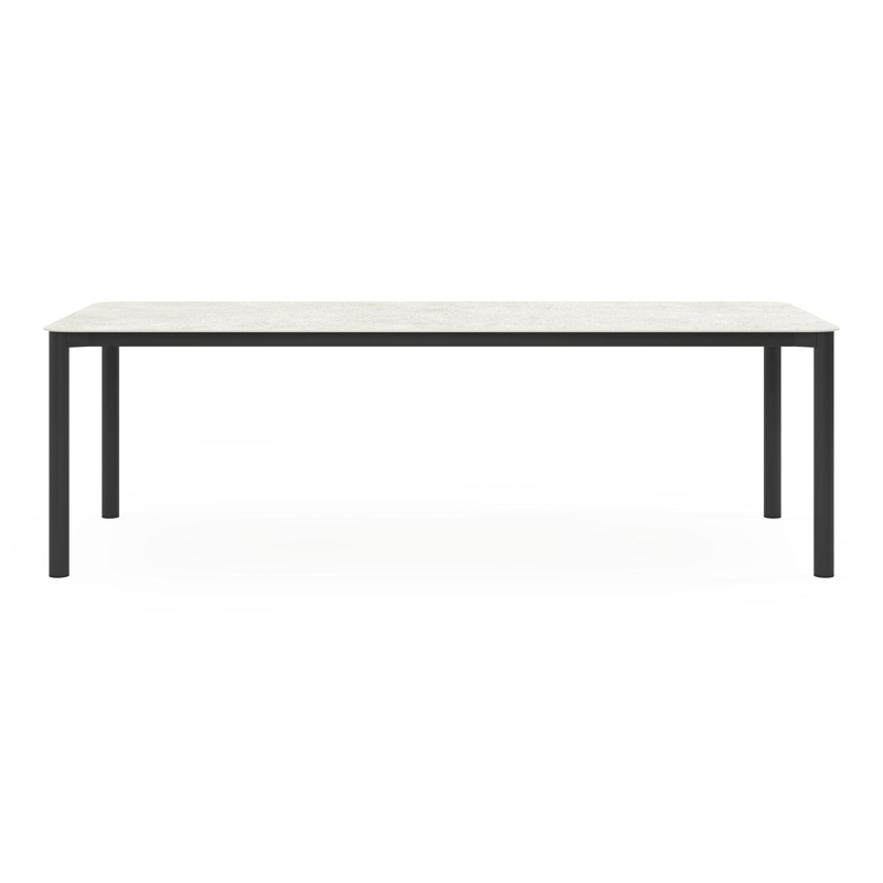 Lugano tuintafel rechthoekig afgerond in zwart aluminium en volkeramiek shilin - L 240 x B 100 x H 75 cm