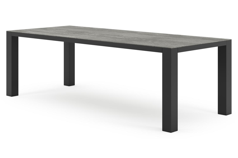 Nano tuintafel in zwart aluminium en volkeramiek aspen grey - L 240 x B 100 x H 75 cm
