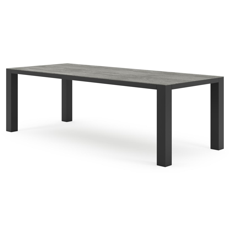 Nano tuintafel in zwart aluminium en volkeramiek aspen grey - L 240 x B 100 x H 75 cm