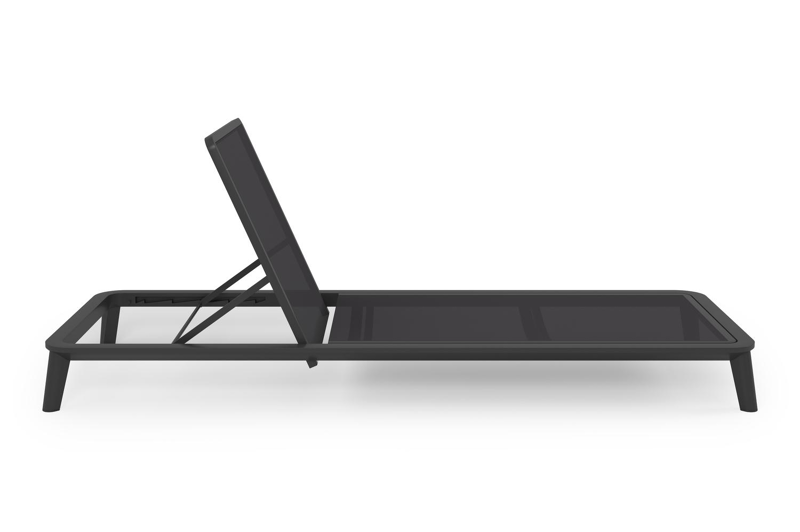 Set van 2 verstelbare Mosa ligbedden in zwart aluminium en zwart single textilene met kussens