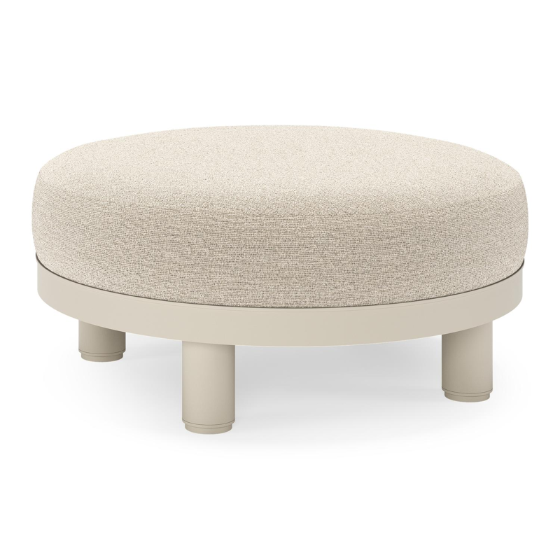 Donato lounge poef in beige aluminium met all weather cosytica Catania Greige kussen
